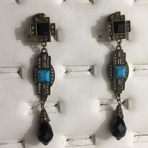 Turquoise and Black Onyx Custom Antique BrassGold
